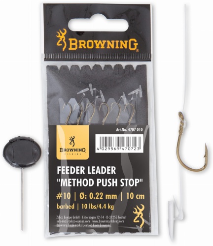 Przypony do metody Browning push stop / 10 cm / 3,0 kg / 0,18 mm / rozm. haka 16 / z zadziorem / 6 sztuk / *4707016* sklep wędkarski Makarfish