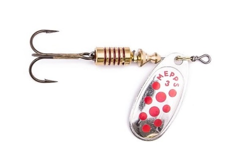 Błystka obrotowa Mepps / Comet Decorees / Srebrna w czerwone kropki / # 3 / 6.5 g / sklep wędkarski makarfish 