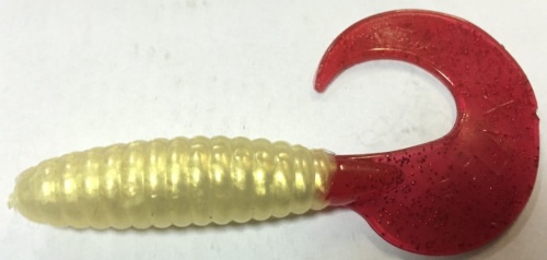 Twister Relax kremowa perła z czerwonym ogonem   9 cm  sklep wędkarski makarfish.jpg