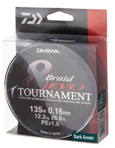 Plecionka Daiwa Tournament 8 Braid EVO / 0,10 mm / 135 m / zielona / *12780-010*