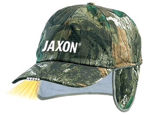 Czapka z latarką w daszku i nausznikami Jaxon / ocieplana /  moro / *UJ-CZX02B*  sklep wędkarski makarfish