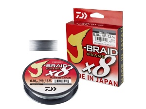 Plecionka Daiwa J-Braid Grand X8 / ∅ 0,16 mm / 135 m / 10,0 kg / Jasnoszara / *12793-016*