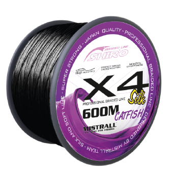 Plecionka Mistrall Shiro Silk X4 Catfish / ∅ 0,50 mm / 51,4 kg / 600 m / Czarna / *ZM-3483050* sklep wędkarski makarfish