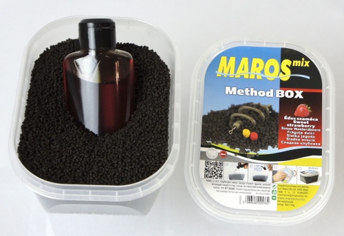 Pellet Maros Method Box + Liquid / Strawberry / 500 g + 100 ml / *MAPE002* sklep wędkarski makarfish