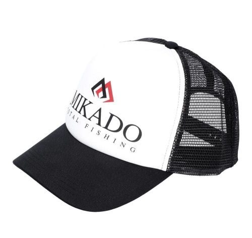 Czapka z daszkiem Mikado / roz. uniwersalny / z siatką / Czarno-biała / *UM-UB020* sklep wędkarski makarfish