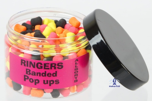 Kulki proteinowe Ringers Allsorts Banded Pop Ups / Shellfish / 6 x 10 mm / Pływające / 150 ml / *PRNG56* sklep wędkarski makarfish 1