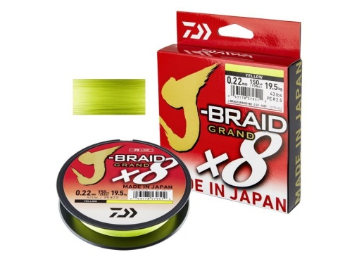 Plecionka Daiwa J-Braid Grand X8 / ∅ 0,22 mm / 135 m / 19,5 kg / Żółta / *12790-022* sklep wędkarski makarfish 1