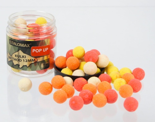 Kulki proteinowe Stalomax / Fluo Mix / Scopex / 12 mm / Pop Up / 75 ml / sklep wędkarski makarfish