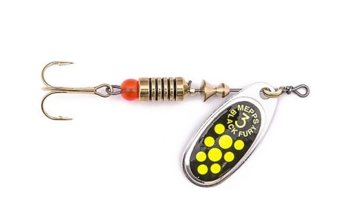 Błystka obrotowa Mepps / Black Fury / Czarno-srebrna w seledynowe kropki / # 0 / 2.0 g / sklep wędkarski makarfish 
