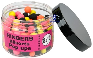 Kulki proteinowe Ringers Allsorts Pop Up Boiles / Shellfish / Mix : 8 i 10 mm / Pływające / 150 ml / *PRNG42* 