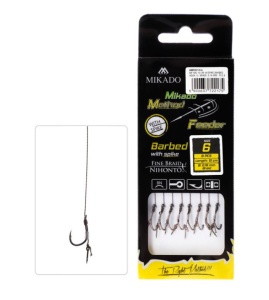 Przypon Mikado Method Feeder, haczyk z igłą / na plecionce / zadzior / no 10 / 0,12 mm / 10 cm / 8 szt / *HMFB212I-10*