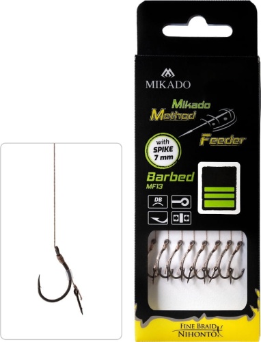 Przypon Mikado Method Feeder / haczyk z igłą / na plecionce / zadzior / no 8 / 0,14 mm / 10 cm / 8 szt / *HMFB213I-8* sklep wędkarski Makarfish