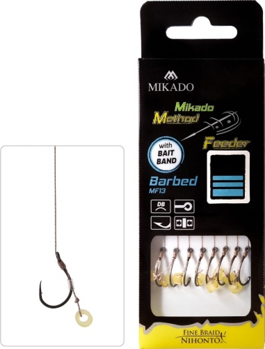 Przypon Mikado Method Feeder / haczyk z gumką / na plecionce / zadzior / no 4 / 0,16 mm / 10 cm / 8 szt / *HMFB213G-4* sklep wędkarski Makarfish