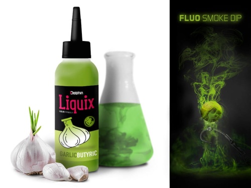 Fluo dip smużący Delphin Snax Liquix / Czosnkowo - masłowy / 100 ml / *101003534*  sklep wędkarski Makarfish