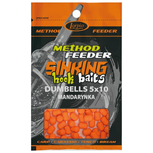 Kulki proteinowe, Dumbells Lorpio Hook Baits / Sinking - tonące / Mandarynka / 5 x 10 mm / 20 g / *DD-002-022* sklep wędkarski Makarfish