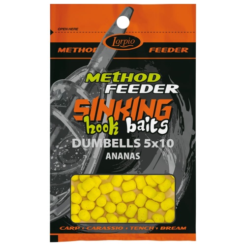 Kulki proteinowe, Dumbells Lorpio Hook Baits / Sinking - tonące / Ananas / 5 x 10 mm / 20 g / *DD-002-024*  sklep wędkarski Makarfish