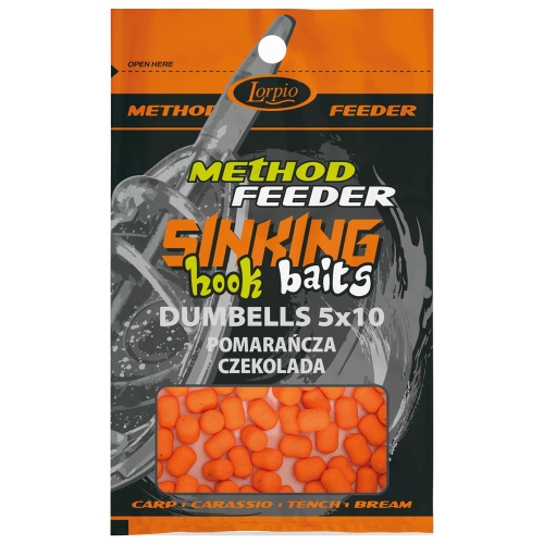 Kulki proteinowe, Dumbells Lorpio Hook Baits / Sinking - tonące / Pomarańcza - Czekolada / 5 x 10 mm / 20 g / *DD-002-025* sklep wędkarski Makarfish