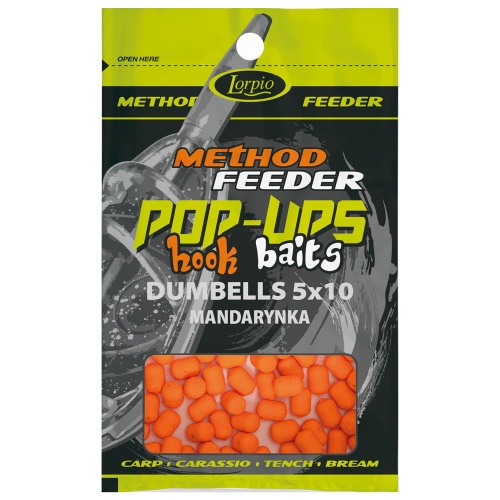Kulki proteinowe, Dumbells Lorpio Hook Baits / Pop-Ups - pływające / Mandarynka / 5 x 10 mm / 15 g / *DD-005-022* sklep wędkarski Makarfish