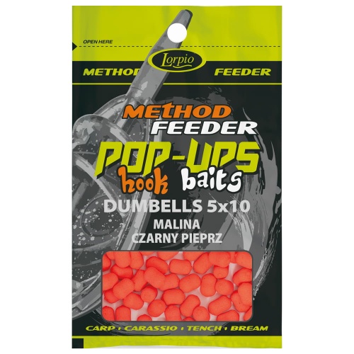 Kulki proteinowe, Dumbells Lorpio Hook Baits / Pop-Ups - pływające / Malina - Czarny Pieprz / 5 x 10 mm / 15 g / *DD-005-026* sklep wędkarski Makarfish