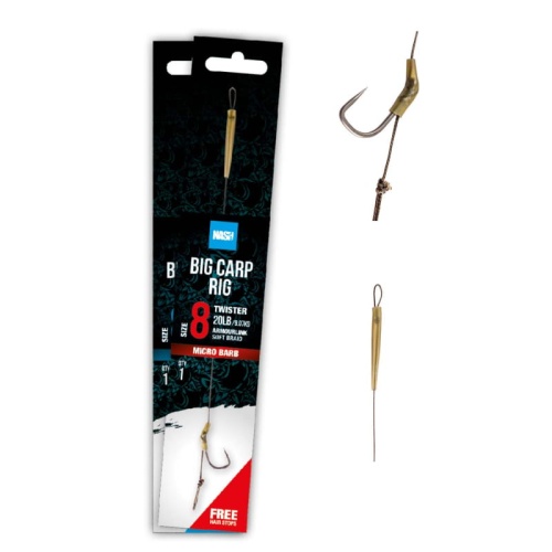 Gotowy przypon Nash Big Carp Rig / bezzadziorowy / rozm. 6 / 20 Lb / 18 cm / 1 szt / *T6426* sklep wędkarski Makarfish