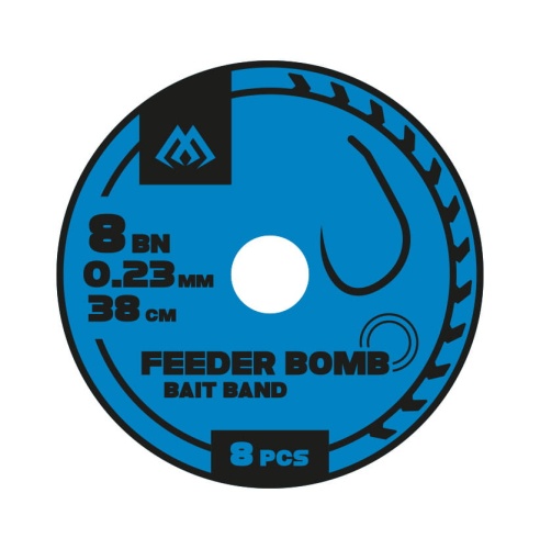 Przypon Mikado Feeder Bomb / haczyk z gumką / na żyłce / bez zadziora / no 12 / 0,18 mm / 38 cm / 8 szt / *HFB805BG-12* sklep wękarski makarfish 1