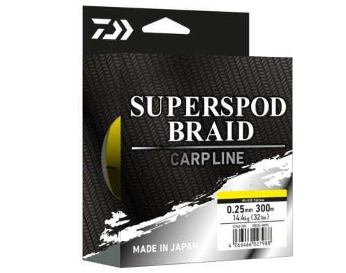Plecionka do spoda Daiwa Superspod Braid / 30 Lbs / 0,25 mm / 300 m / żółta fluo / *12742-325* sklep wędkarski Makarfish