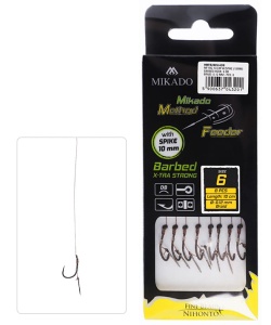 Przypon Mikado Method Feeder, haczyk z igłą / na plecionce / zadzior / no 8 / 0,12 mm / 10 cm / 8 szt / *HMFB2805I-8DB*