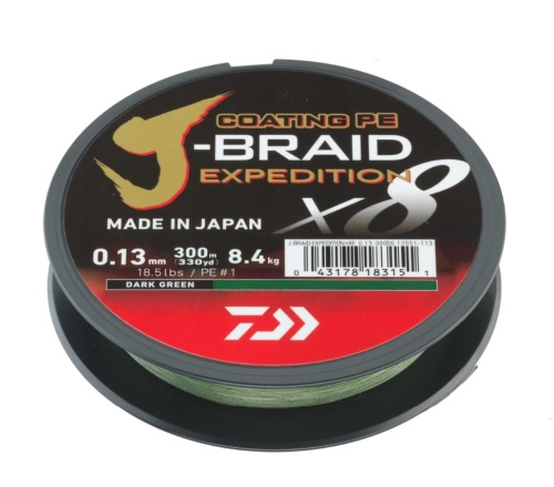 Plecionka Daiwa J-Braid Expedition X8E / ∅ 0,06 mm / 300 m / 5,20 kg / Green / *12551-106* sklep wędkarski Makarfish