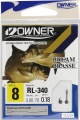 Haczyki z przyponami Owner RL340 Chinta / # 9 / ∅ 0,16 mm / 70 cm / 10 szt / *HO-RL34009* sklep wędkarski makarfish 1