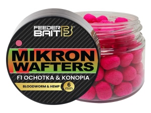 Mikron Feeder Bait / F1 Ochotka & Konopia / Wafters / 4 x 6 mm / 25 ml / różowy / *FB27-23* 