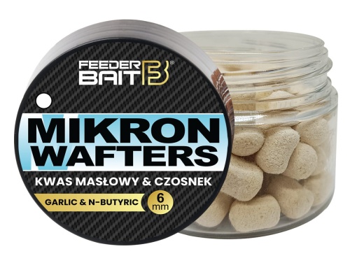 Mikron Feeder Bait / Kwas masłowy &amp; Czosnek / Wafters / 4 x 6 mm / 25 ml / Biały / *FB27-25* sklep wędkarski makarfish 1
