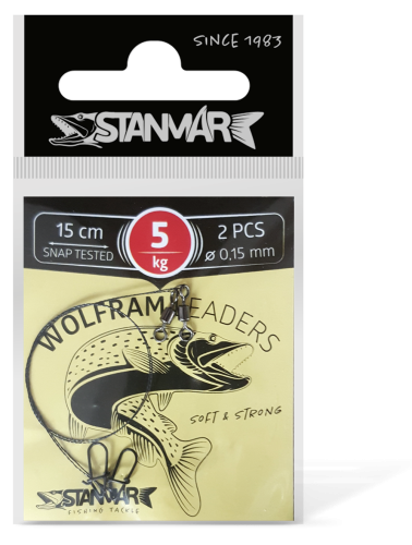 Przypony wolframowe Stan-Mar / 5 kg / 15 cm / 0,15 mm / 2 szt / *PWDR1505* sklep wędkarski Makarfish
