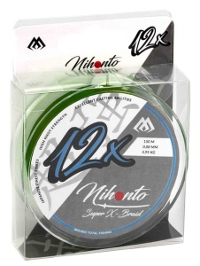 Plecionka Mikado Nihonto Super X-Braid / 12 Splotowa / ciemna zieleń / 0,12 mm / 150 m / 9,83 kg / *Z34G-012*     