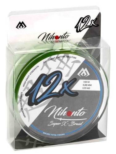 Plecionka Mikado Nihonto Super X-Braid / 12 Splotowa / ciemna zieleń / 0,18mm / 150m / 17,40kg *Z34G-018* sklep wędkarski makarfish