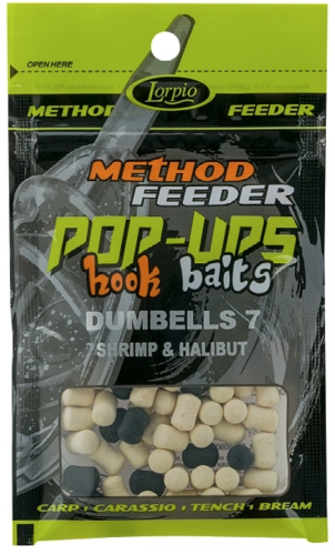 Kulki proteinowe, Dumbells Lorpio Hook Baits : Pop-Ups - pływające : Shrimp & Halibut - Krewetka & Halibut : 7x10 mm : 15 g : *DD-005-004* sklep wędkarski makarfish.png