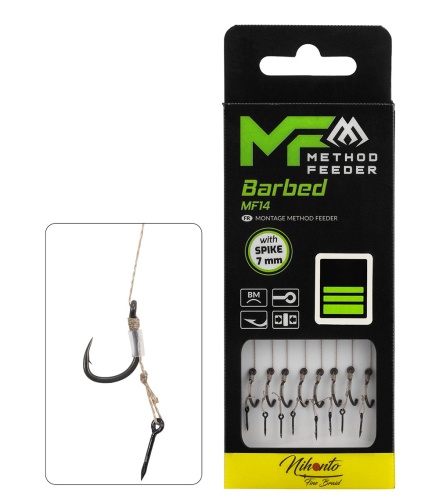 Przypon Mikado Method Feeder, haczyk z igłą / na plecionce / zadzior / no 4 / 0,18 mm / 10 cm / 8 szt / *HMFB214I-04* sklep wędkarski Makarfish