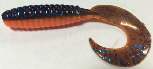 Twister Relax  pomarańczowa  ciemno brązowa z czerwonym i niebieskim brokatem  9 cm  1 sklep wędkarski makarfish.jpg