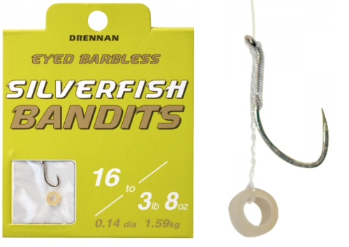 Haczyki Drennan Silverfish Bandits / z przyponem, włosem, gumką / No 14 / 0,15 mm / 4 lb - 1,81 kg /  8 szt / 30 cm / *69-070-014*  sklep wędkarski makarfish .png