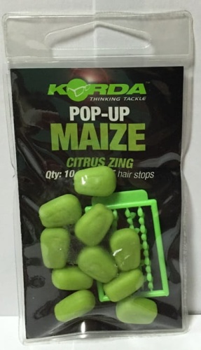 Sztuczna kukurydza pływająca Korda  Citrus Zing Zielone duże 10szt. + stoperki  makarfish.jpg