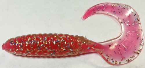 Twister Relax  różowy środek, przeźroczysty ze srebrnym brokatem  9 cm   sklep wedkarski makarfish.jpg