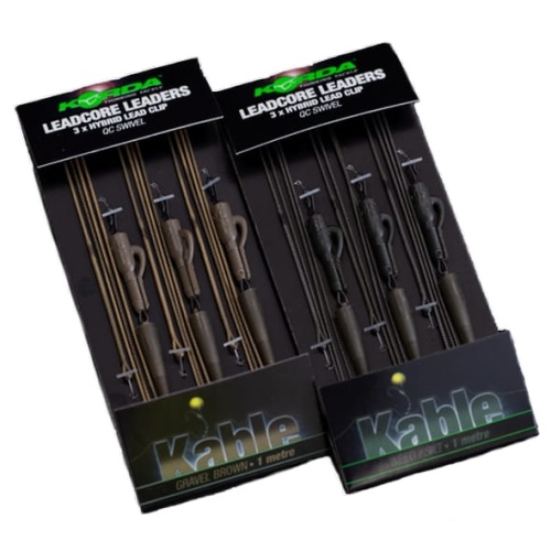 Zestaw leadcore z klipsem Korda Leadcore Leader Hybrid Lead Clip QC Swivel / Weed / 3 szt / 1 m / *LLHQW* sklep wędkarski makarfish 1