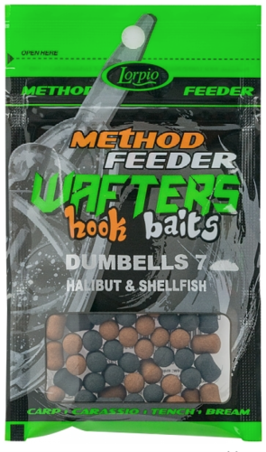 Kulki proteinowe, Dumbells  Lorpio Hook Baits : Wafters - neutralne : Halibut & Shellfish - Halibut & Skorupiak : 7x10 mm : 15 g : *DD-008-001*  sklep wędkarski makarfish.png