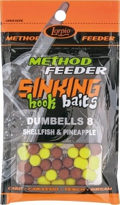 Kulki proteinowe, Dumbells Lorpio Hook Baits / Sinking - tonące / Shellfish & Pineapple - Skorupiak & Ananas  / 8 x 10 mm / 20 g / *DD-002-011*