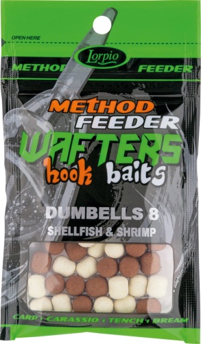Kulki proteinowe, Dumbells Lorpio Hook Baits / Wafters - neutralne / Shellfish & Shrimp - Skorupiak & Krewetka / 8 x 10 mm / 15 g / *DD-008-012* sklep wędkarski Makarfish