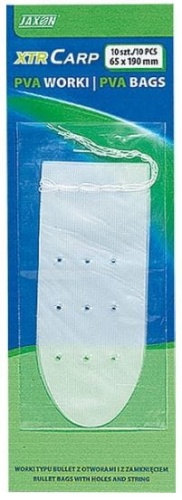 Worki PVA XTR Carp Jaxon / Bullet ze sznurkiem i  otworami / 65 x 190 mm / 10 szt / *LC-PVA042* sklep wędkarski makarfish