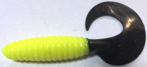 Twister Relax  seledynowa z czarnym ogonem  9 cm  sklep wędkarski makarfish.jpg