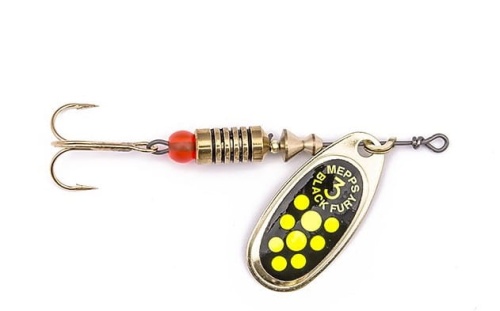 Błystka obrotowa Mepps / Black Fury / Czarno-złota w seledynowe kropki / # 1 / 3.5 g / sklep wędkarski makarfish 